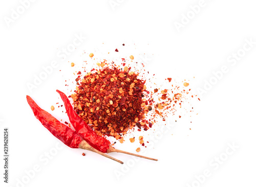 Chili powder on white background