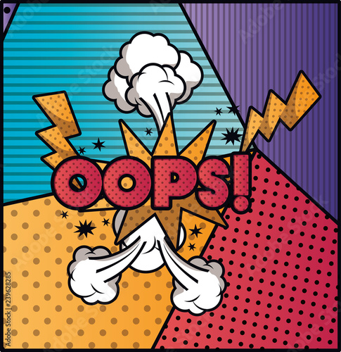 expression bubble with oops pop art style