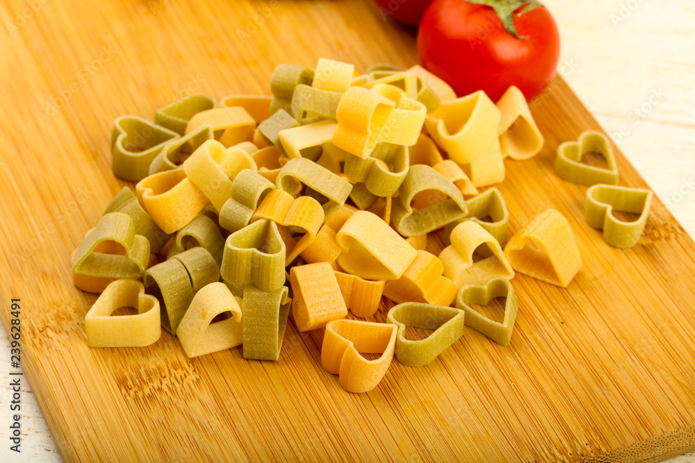 Raw pasta hearts hape
