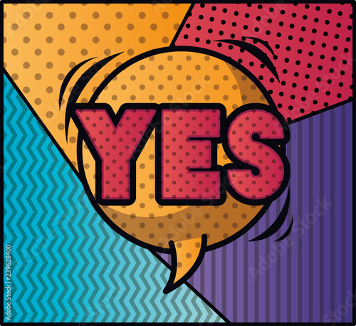 expression bubble with yes pop art style
