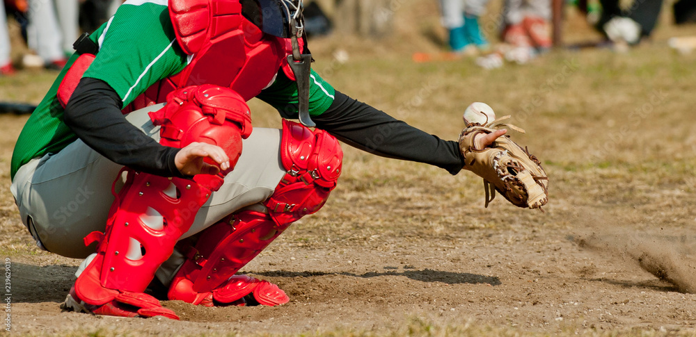 Naklejka premium Baseball players in action on the stadium