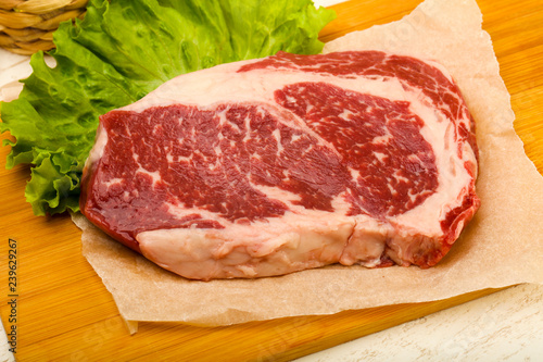 Rib eye raw steak