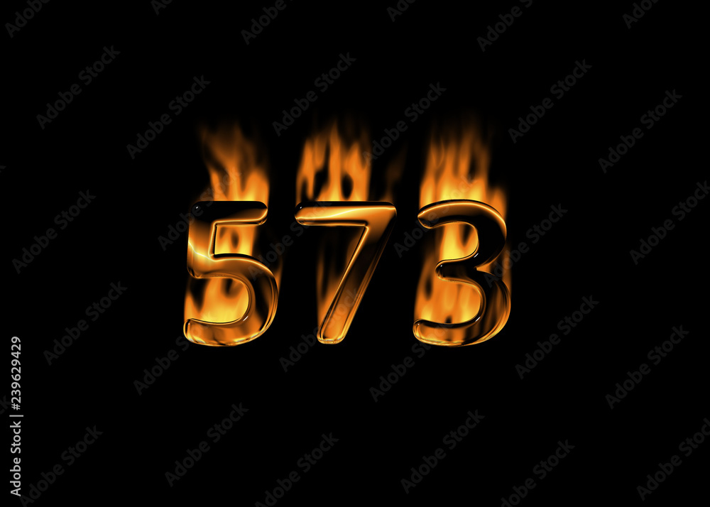 3D number 573 with flames black background Stock-Illustration | Adobe Stock