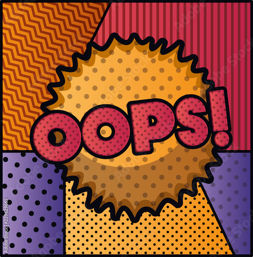 expression bubble with oops pop art style
