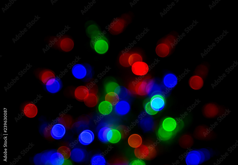 Christmas lights on a black background