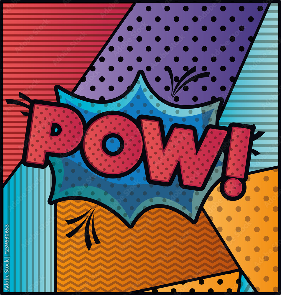 expression bubble with pow pop art style
