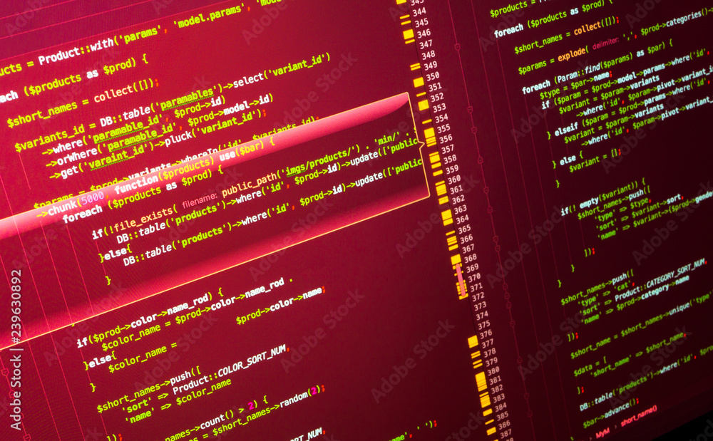Site developing. Php code on the computer. Programming concept Site developing. Php code on the computer. Programming concept