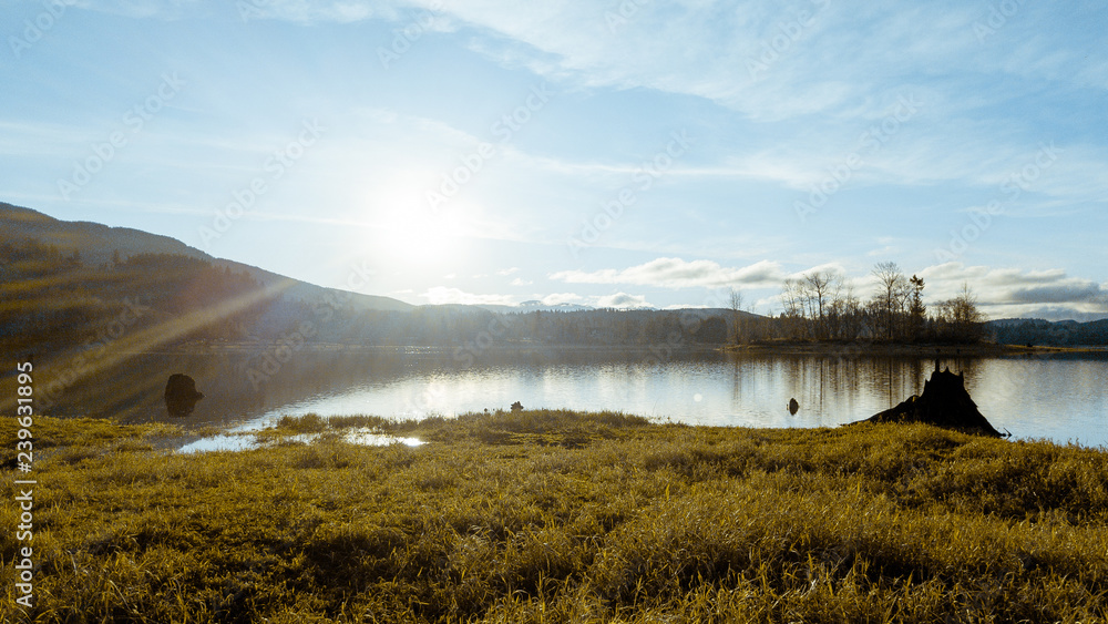 Fototapeta premium sunset over lake