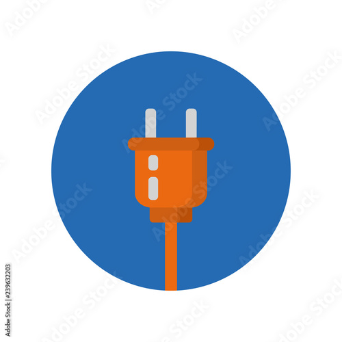Electric plug flat icon isolated on blue background. Simple sign symbol in flat style. AC power plug Vector illustration for web and mobile design. 