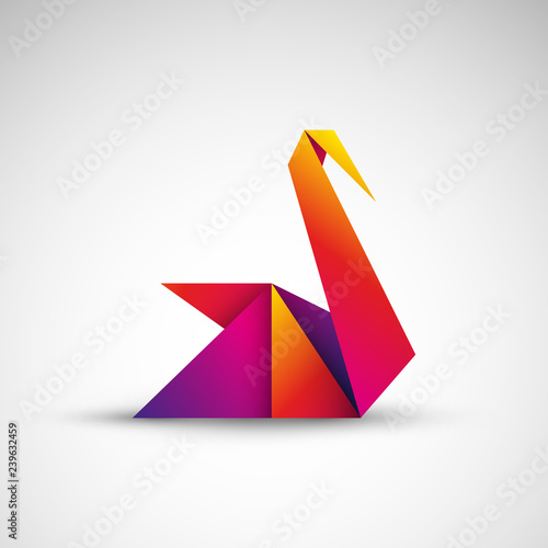 łabędź origami logo wektor