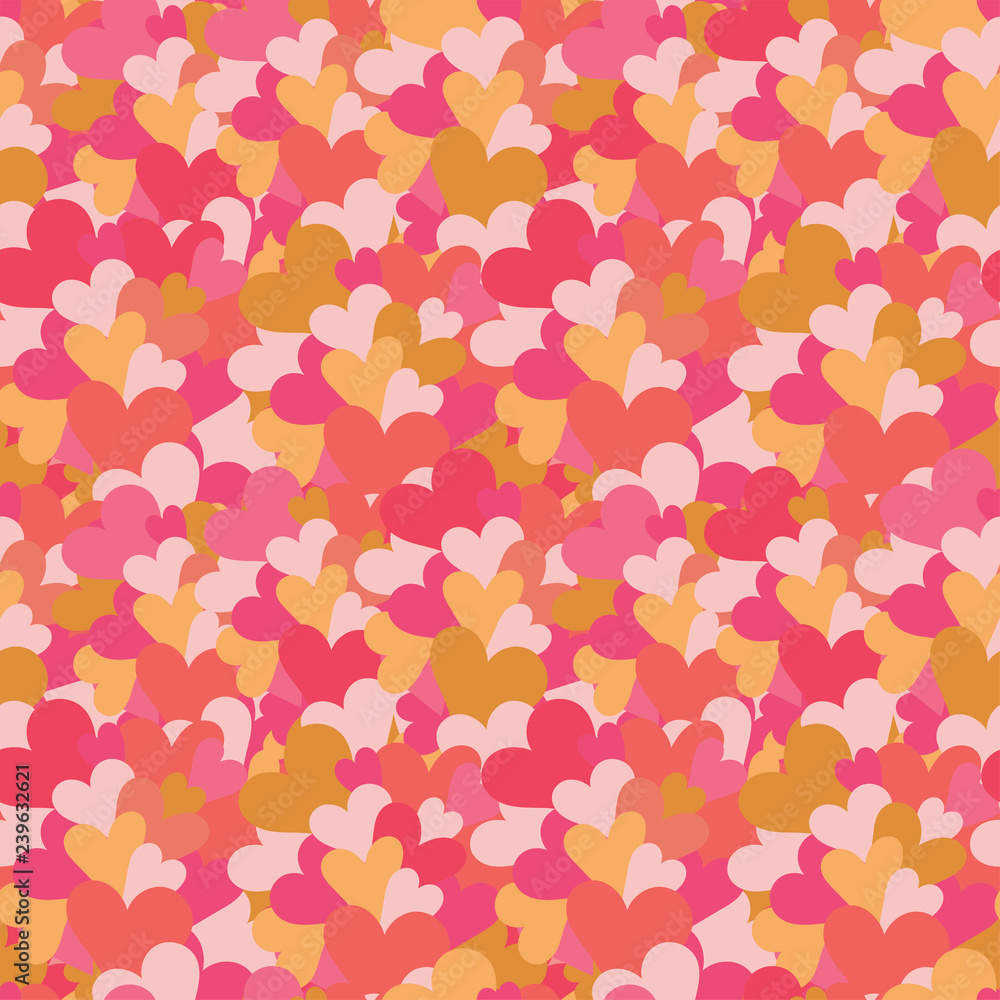 Heart seamless pattern. Vector love illustration. Valentine's Day, Mother's Day, wedding, scrapbook, gift wrapping paper, textiles. Red background