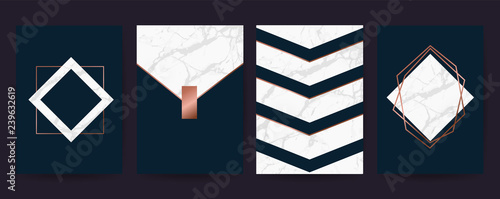 Luxurious Invitations and Card template with pink copper, Rose Gold  Geometric shape Vector illustration 