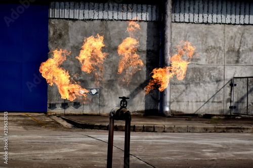 Wallpaper Mural Gas pipeline leaks at the joints with the valve. Spark and Fire on the gas pipeline. An explosion at the gas pipeline. Torontodigital.ca