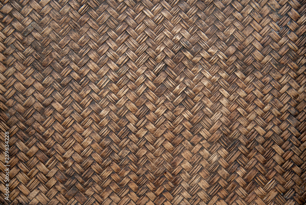 Closeup old brown bamboo weaving texture, Woven wood pattern vintage style Closeup old brown bamboo weaving texture, Woven wood pattern vintage style