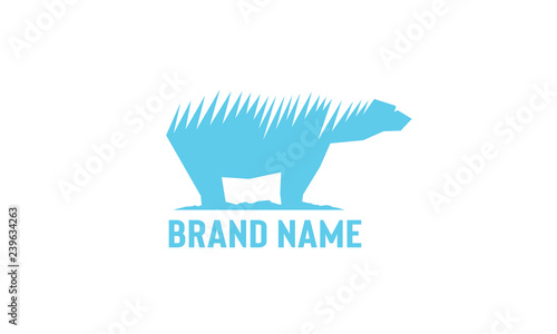 A flat and minimalist vector polar bear logo.