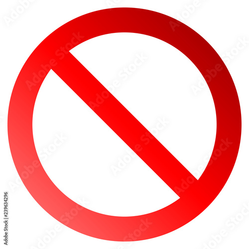 No sign - red thick gradient, isolated - vector