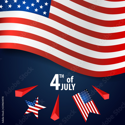 Happy independence day card United States of America. American Flag paper design, vector illustration