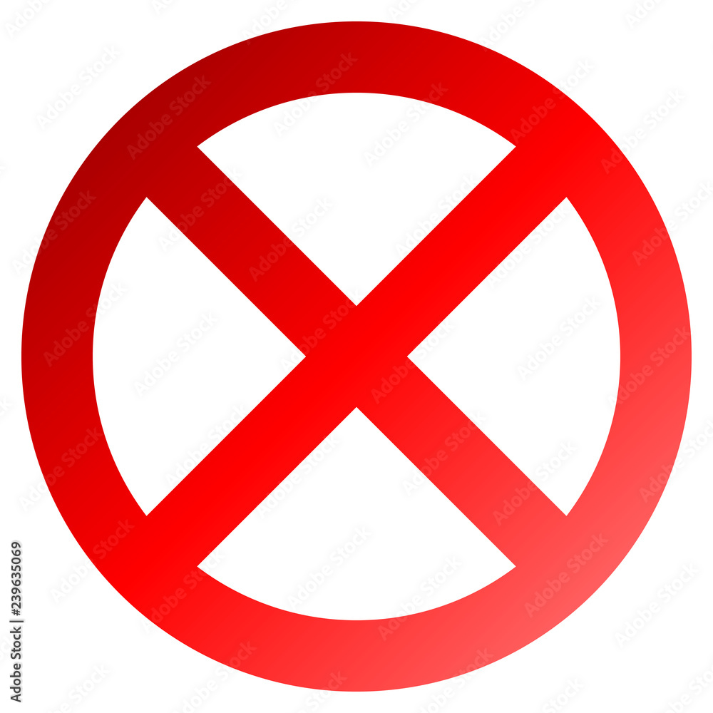 No sign - red thick gradient, isolated - vector No sign - red thick gradient, isolated - vector