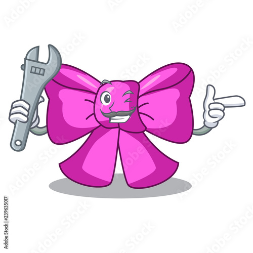 Mechanic gift bow tie isolated on cartoon