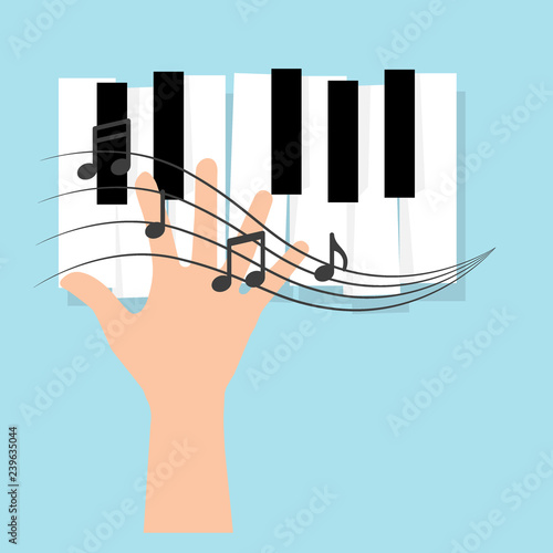 Music piano keyboard with Notes. Poster background template. Music Vector Background