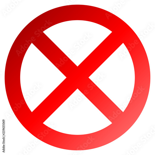 No sign - red thick gradient, isolated - vector