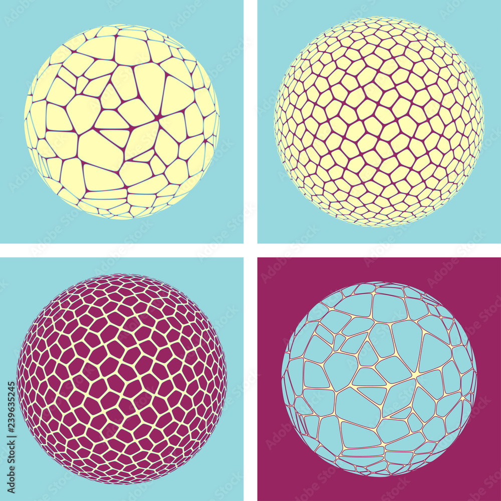 set of graphic cracked eggs in blue purple shades set of graphic cracked eggs in blue purple shades