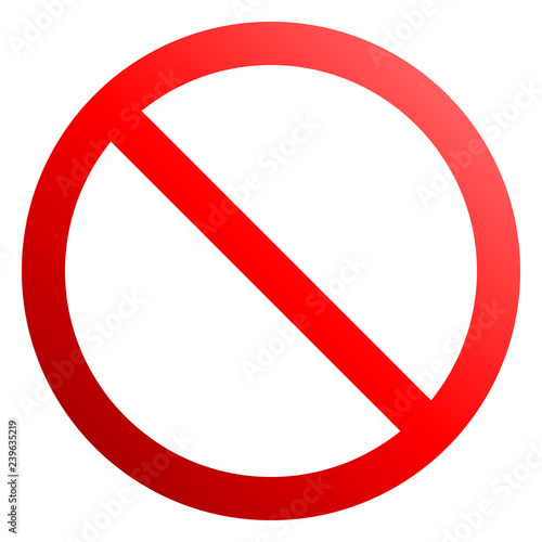 No sign - red thin gradient, isolated - vector