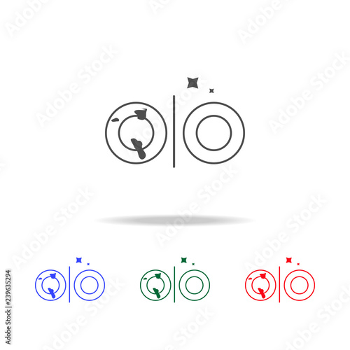 clean and dirty dishes icon. Elements of washing in multi colored icons. Premium quality graphic design icon. Simple icon for websites, web design, mobile app