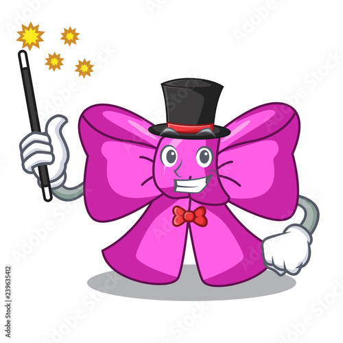 Magician gift bow tie isolated on cartoon
