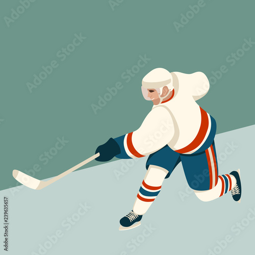 hockey player ,vector illustration , flat style , profile 