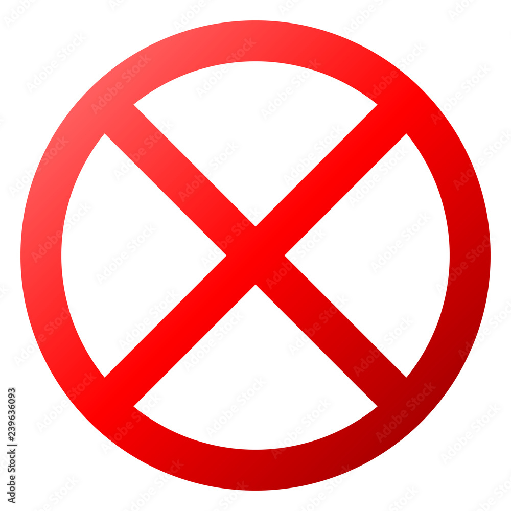No sign - red thin gradient, isolated - vector No sign - red thin gradient, isolated - vector