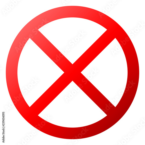 No sign - red thin gradient, isolated - vector