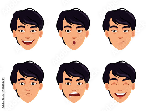 Face expressions of Asian man