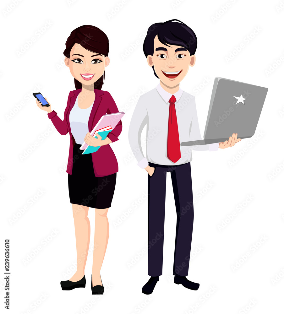 Asian business man and business woman Asian business man and business woman