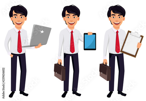 Asian business man, concept of cartoon character