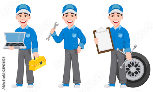 Professional auto mechanic in uniform