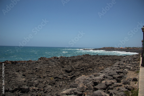 natural landscape of sea rocks and sand