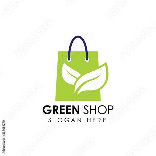 green shop logo icon design. shopping bag icon design