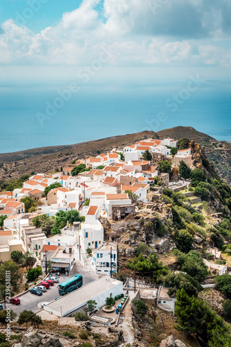 Traditional Greek village with white houses, Nikia, Nisyros, Greece