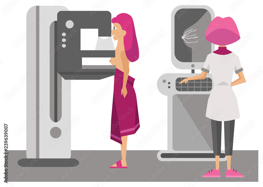 Doctor examining woman with magnetic resonance imaging poster Doctor examining woman with magnetic resonance imaging poster