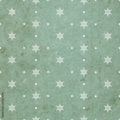 White Snowflakes on blue vintage background Christmas Pattern Blue and white greeting vintage card