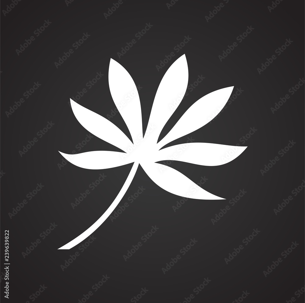 Tropic leaf on black background for graphic and web design, Modern simple vector sign. Internet concept. Trendy symbol for website design web button or mobile app Tropic leaf on black background for graphic and web design, Modern simple vector sign. Internet concept. Trendy symbol for website design web button or mobile app