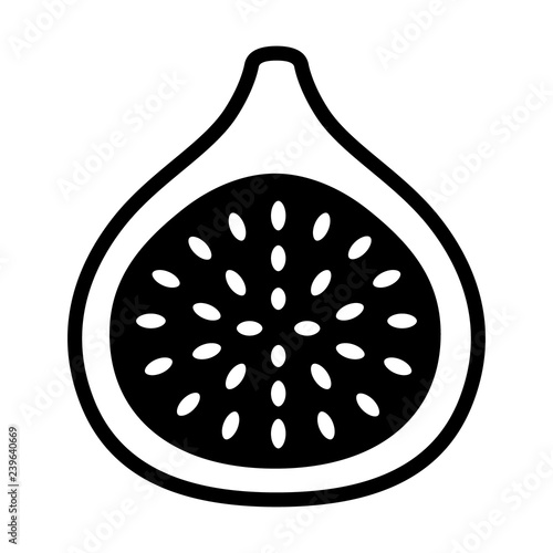 Common fig fruit cross section with seeds flat vector icon for food apps and websites