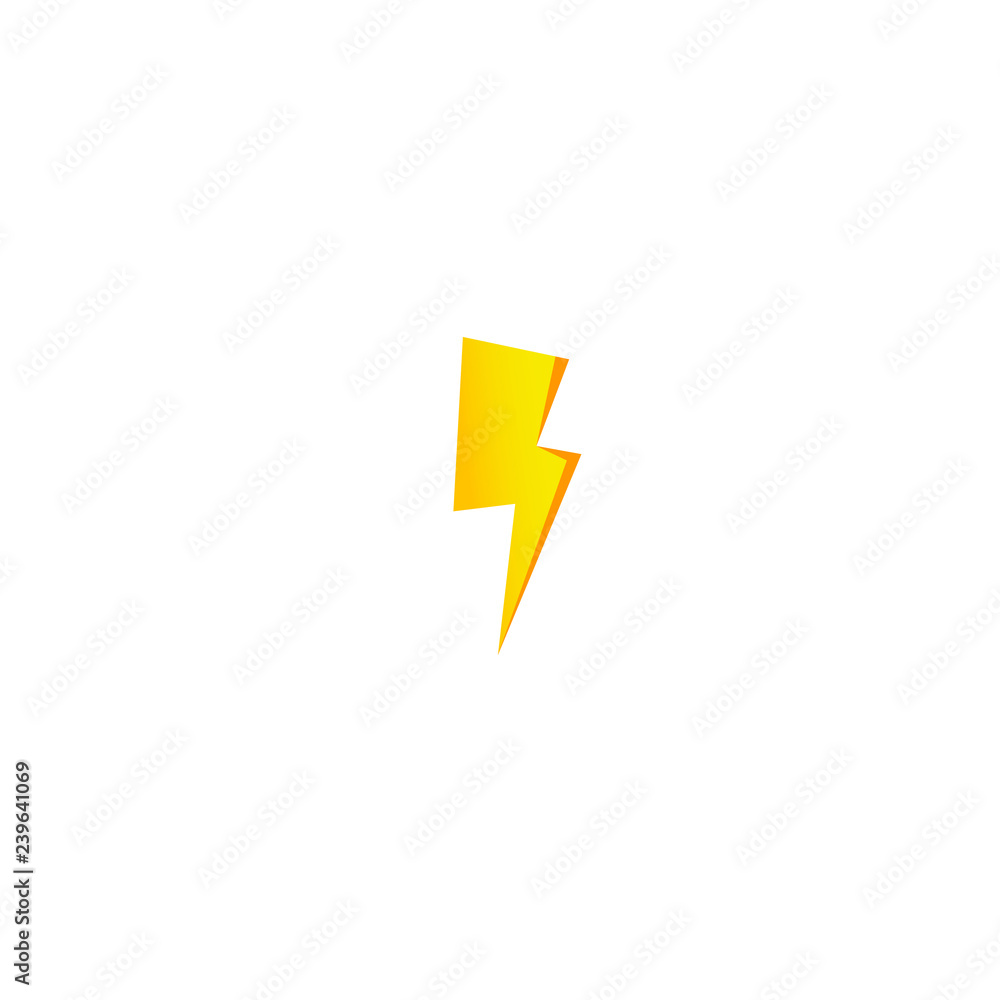 Simple yellow thunderbolt icon. Thunder, bolt and high voltage sign. Simple yellow thunderbolt icon. Thunder, bolt and high voltage sign.