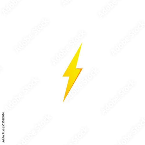 Simple yellow thunderbolt icon. Thunder, bolt and high voltage sign.