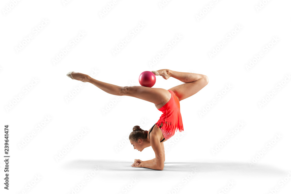 Rhythmic gymnastics isolated on white Rhythmic gymnastics isolated on white