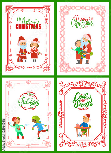 Merry Christmas Greeting Cards with Santa Claus