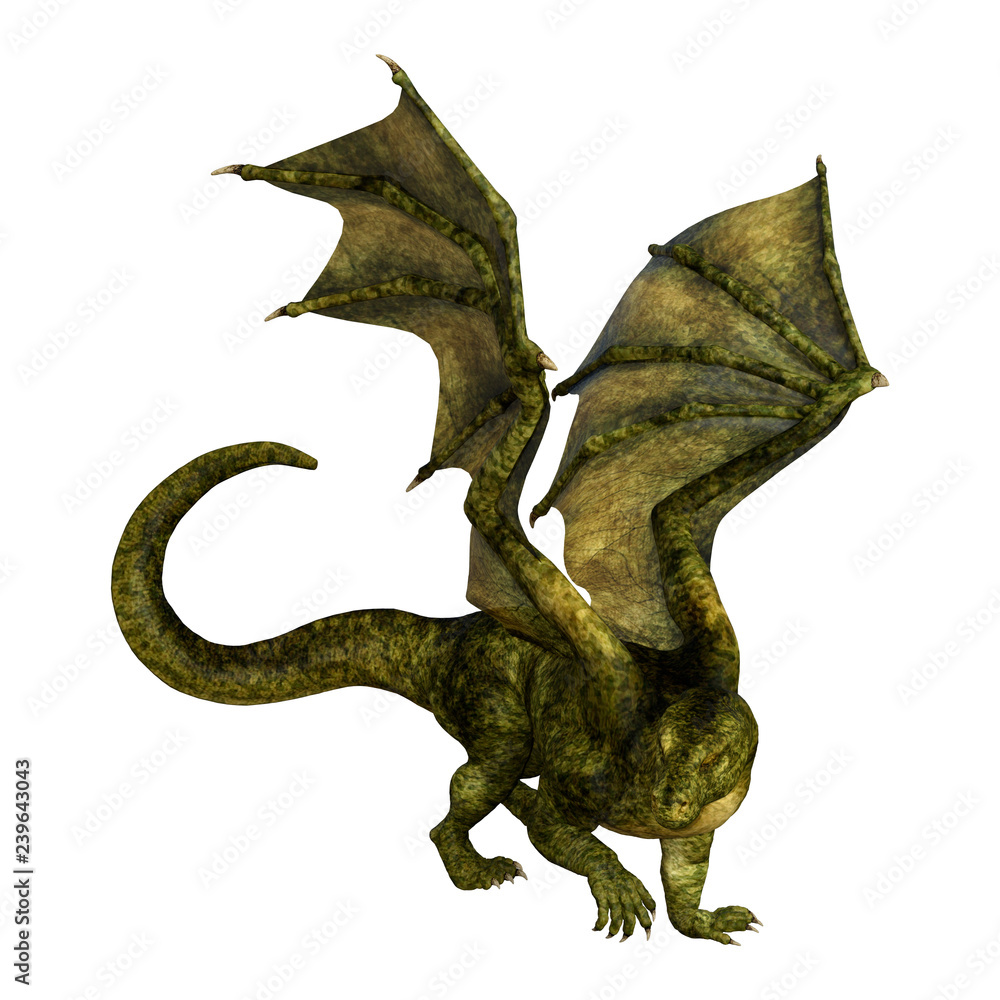Obraz premium 3D Rendering Fairy Tale Dragon on White