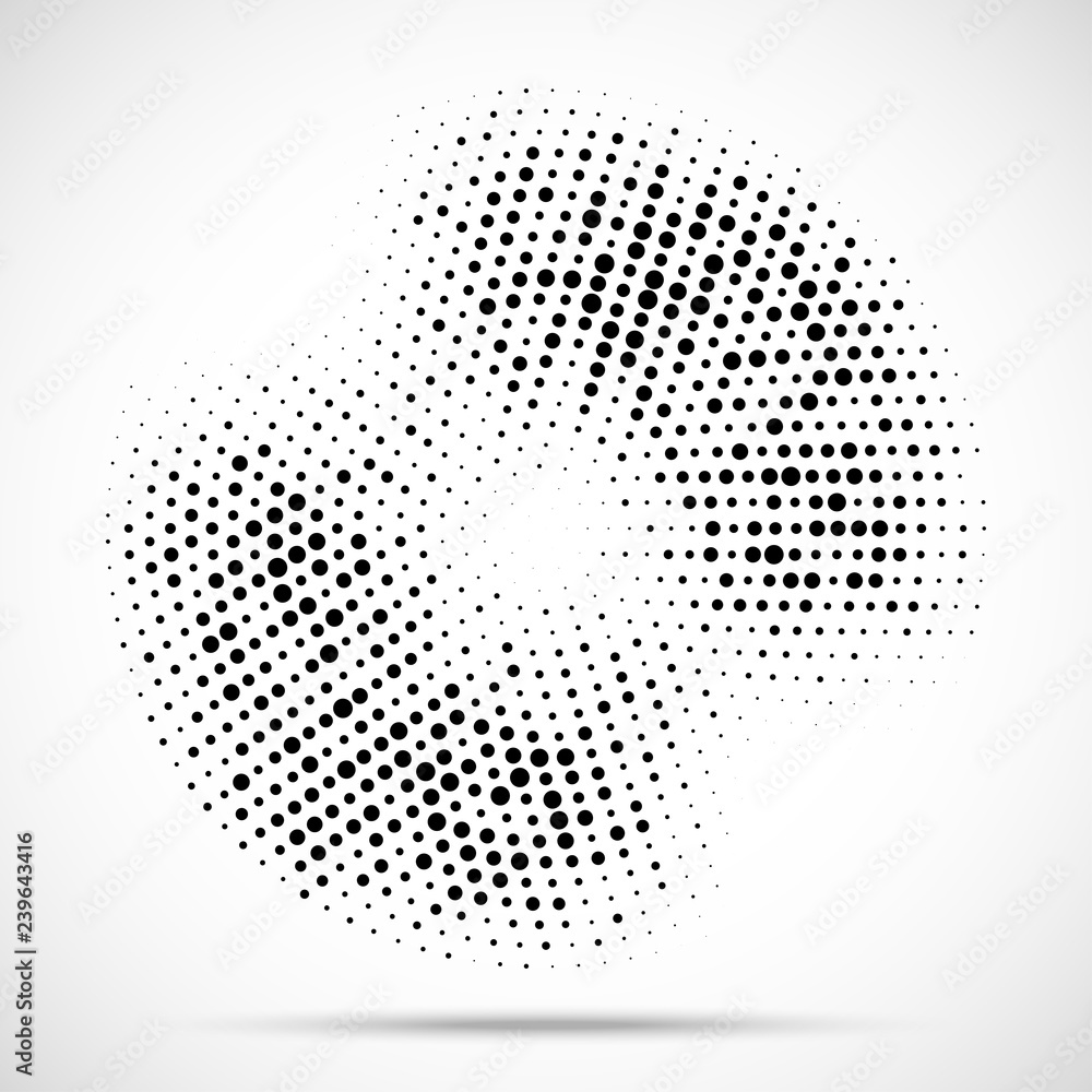Halftone circle frame dotted background. Round border Icon using halftone random circle dots raster texture. Grunge circular stain. Vector illustration.