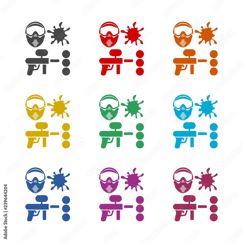 Obraz premium Paintball Club logo, Paintball icon, color set